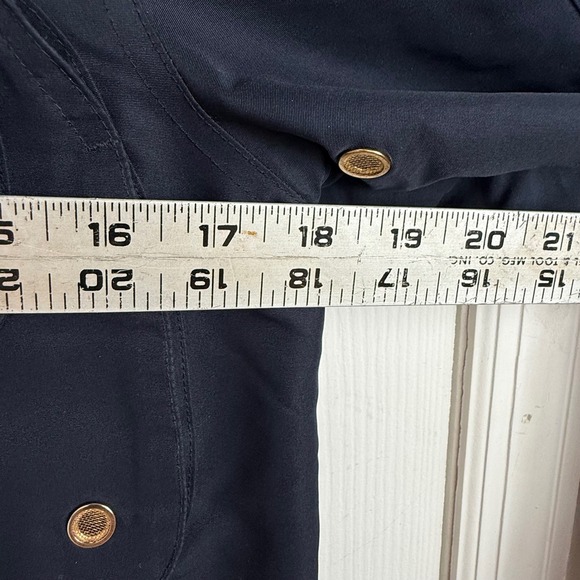 Lauren Ralph Lauren Navy Blue Hooded Field Jacket Gold Hardware Womens Small - Picture 14 of 15